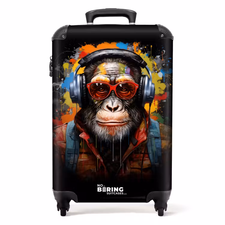 Koffer - Chimpansee met koptelefoon en graffiti-spray — 1