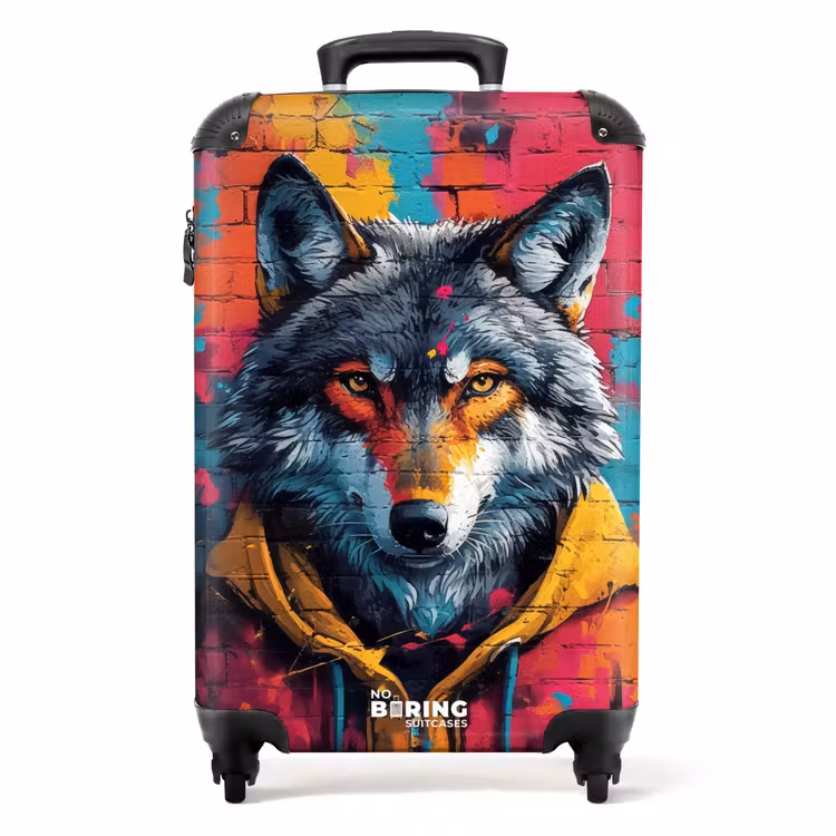 Koffer - Kleurrijke vos met jas in graffiti stijl — 1