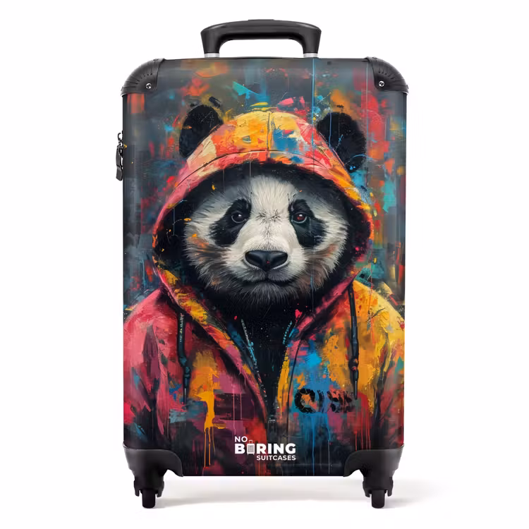 Koffer - Panda met kleurrijke jas en verfspetters — 1