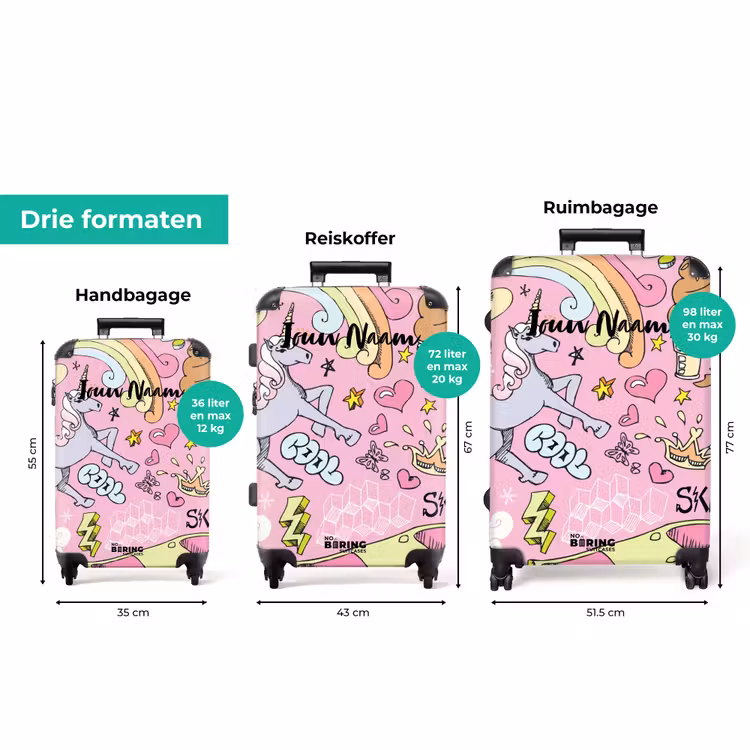 Koffer met naam - Unicorn doodles — 8