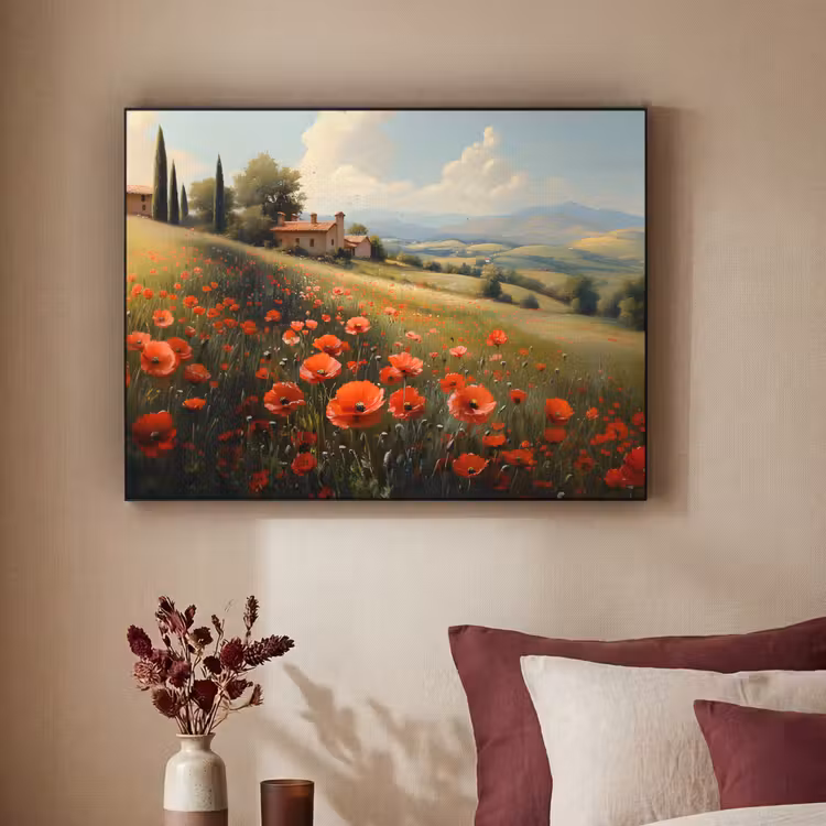 Art Frame - Klaprozen - Rood - Heuvels - Landschap — 2