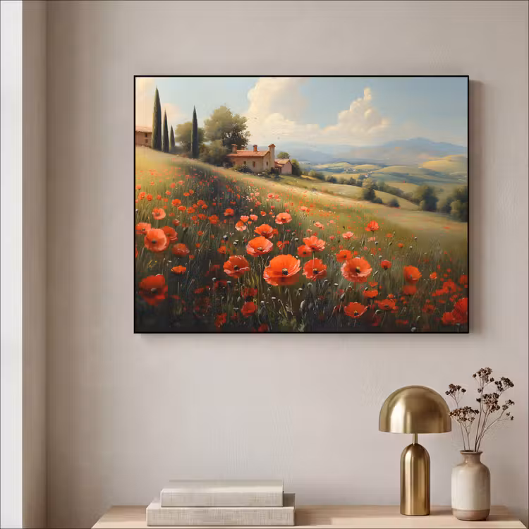 Art Frame - Klaprozen - Rood - Heuvels - Landschap — 3