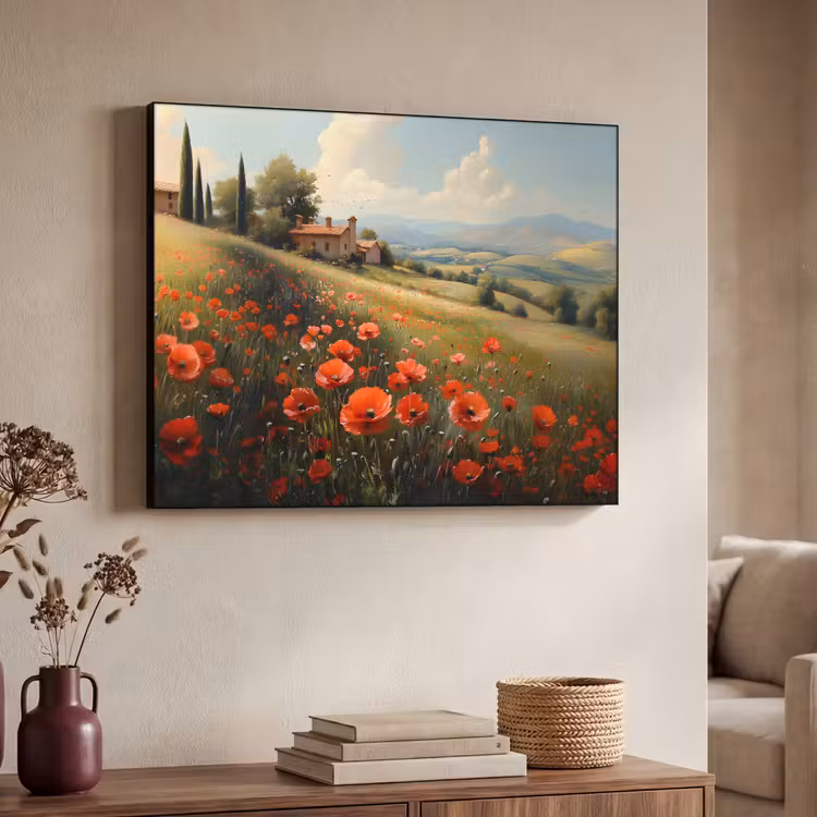 Art Frame - Klaprozen - Rood - Heuvels - Landschap — 4