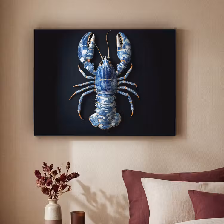 Art Frame - Kreeft - Delftsblauw - Schild - Stoer — 2