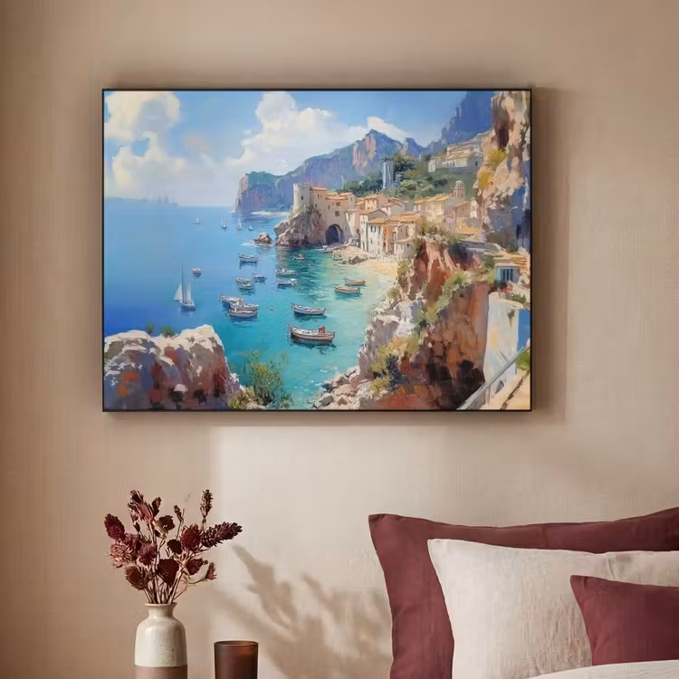 Art Frame - Kustdorp - Schilderij - Rotsen - Boten — 2