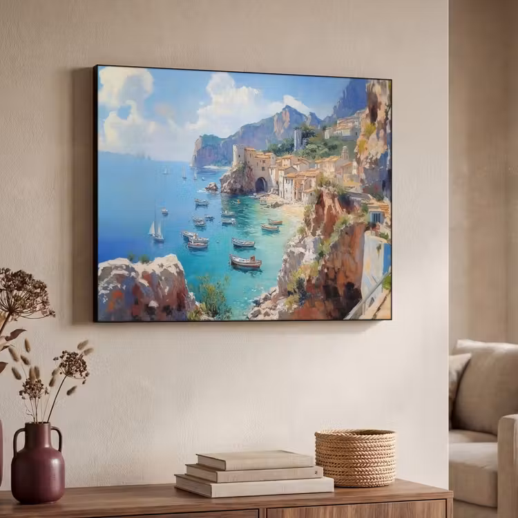 Art Frame - Kustdorp - Schilderij - Rotsen - Boten — 4