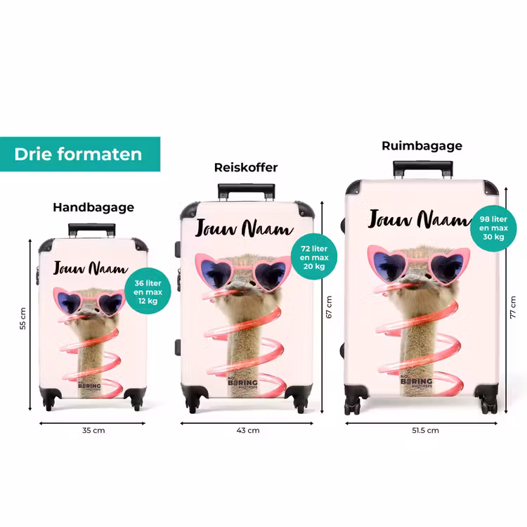 Koffer met naam - Sierk Struisvogel Roze — 8