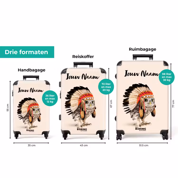 Koffer met naam - Uil als Indiaan — 8
