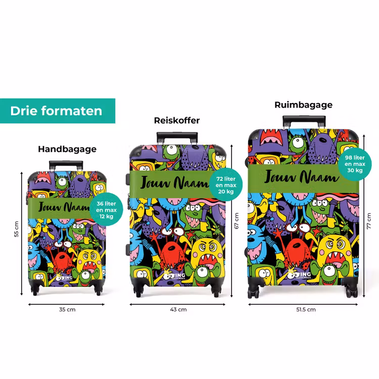 Koffer met naam - Monsters met Felle Kleuren — 8