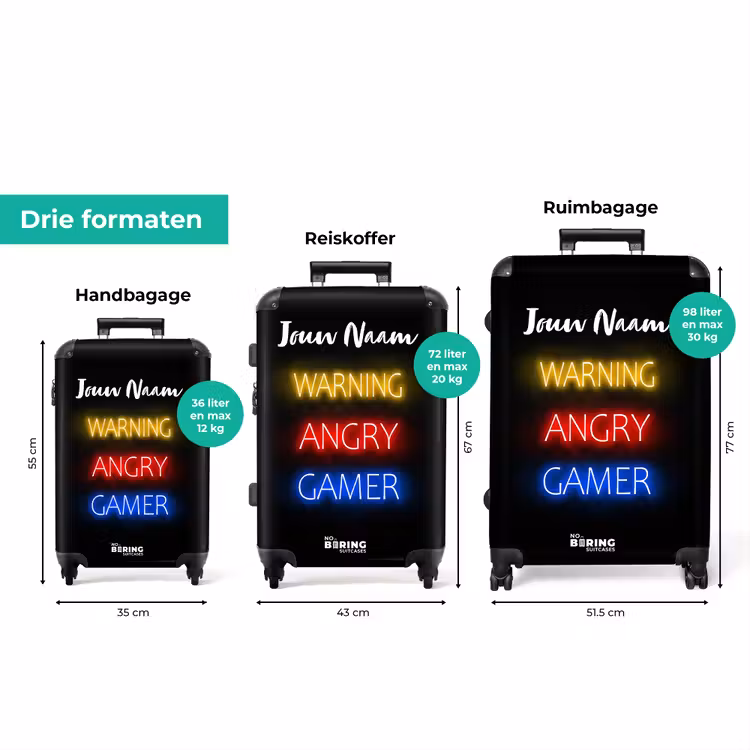 Koffer met naam - Warning Angry Gamer — 8