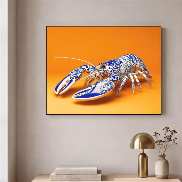 Art Frame - Kreeft - Delftsblauw - Schild - Stoer - Oranje — 3