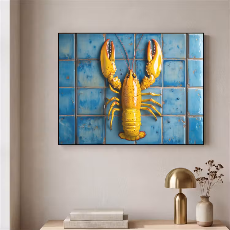 Art Frame - Kreeft - Geel - Blauw - Tegels — 3