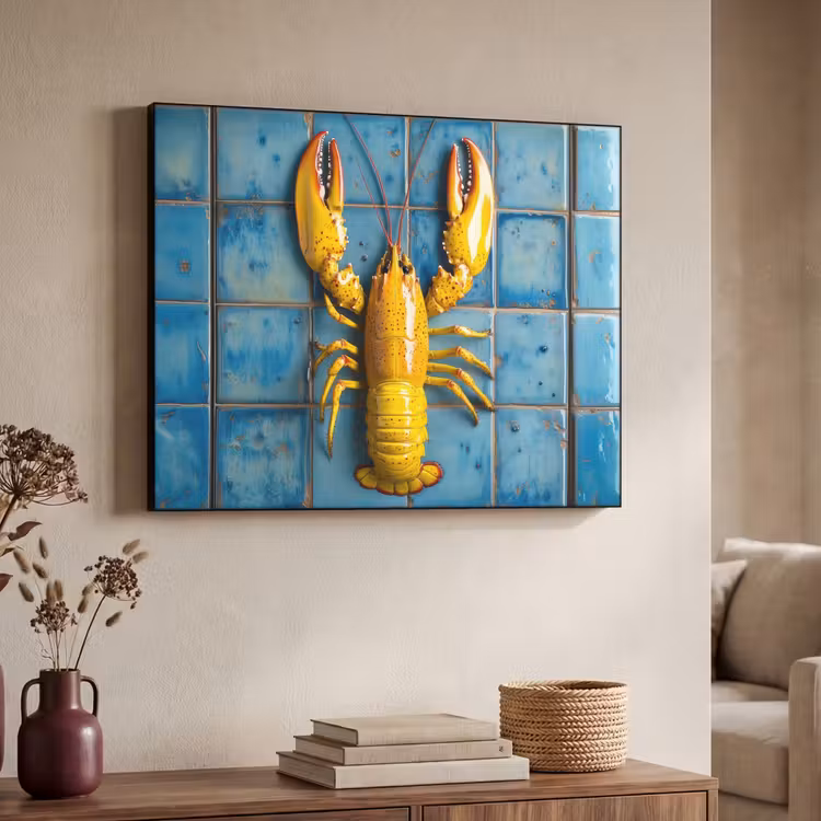 Art Frame - Kreeft - Geel - Blauw - Tegels — 4
