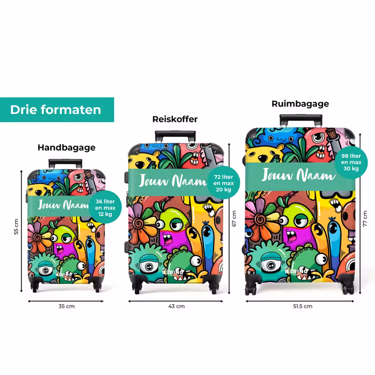 Koffer met naam - Kleurrijke Monsterparade — 8