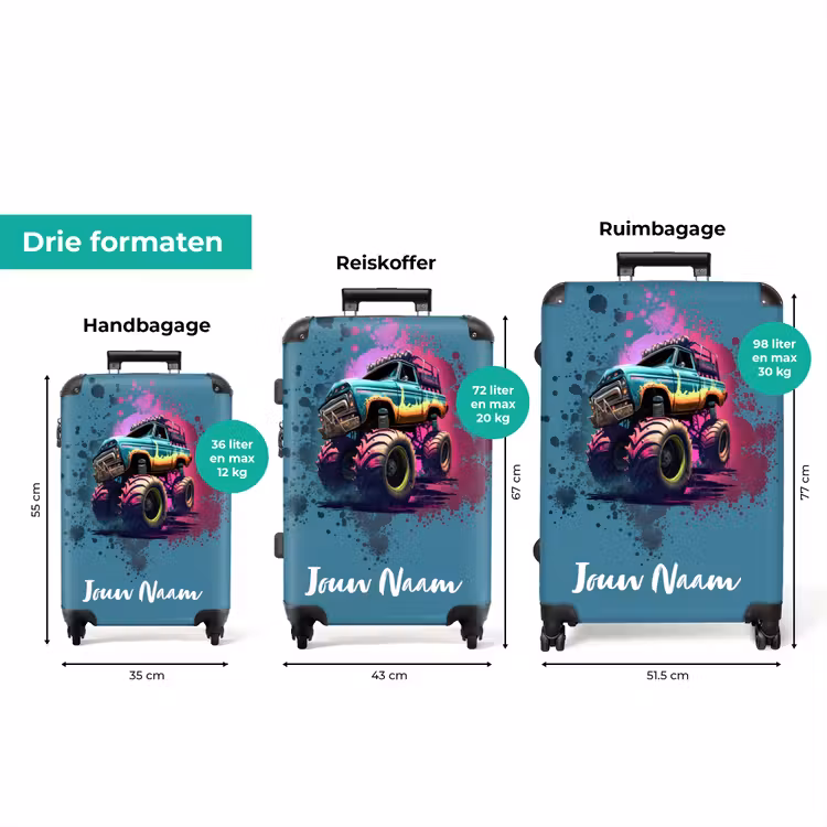 Koffer met naam - Monster Wheels — 8