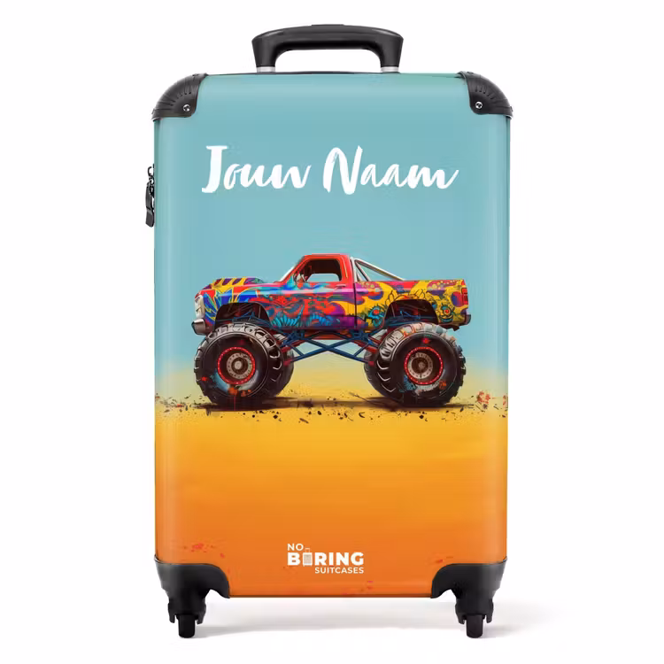 Koffer met naam - Monstertruck met Graffiti Print in het Zand — 1