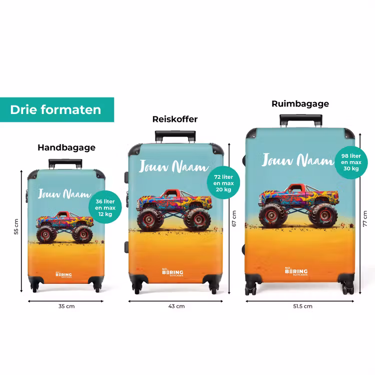 Koffer met naam - Monstertruck met Graffiti Print in het Zand — 8