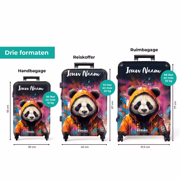 Koffer met naam - Panda met Oranje Jas en Verfspetters — 8