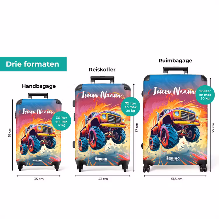 Koffer met naam - Roze Monstertruck Vliegt over het Asfalt — 8