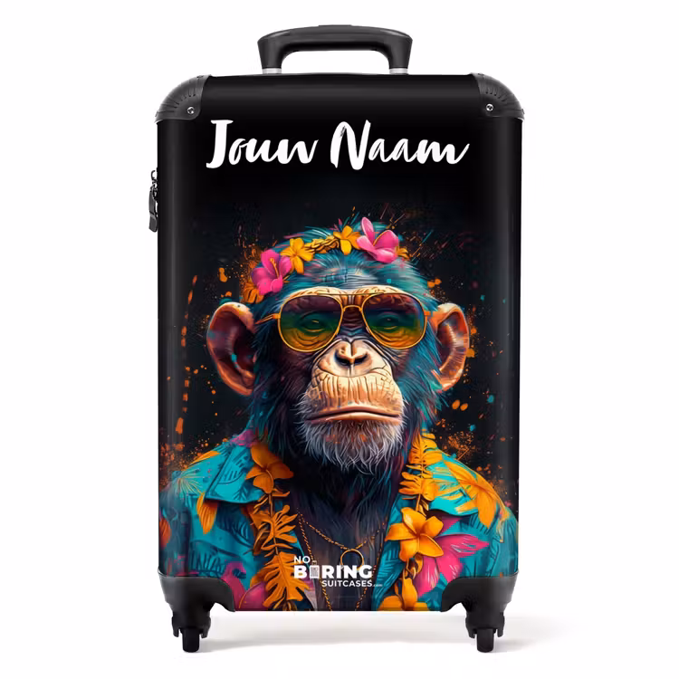 Koffer met naam - Chimpansee met Hawaii Blouse — 1