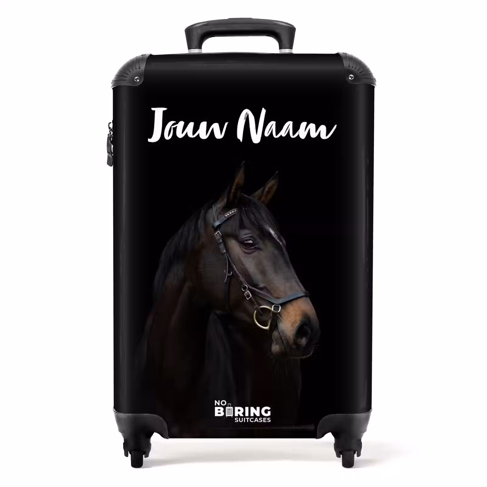 Koffer met naam - Elegant zwart paard — 1