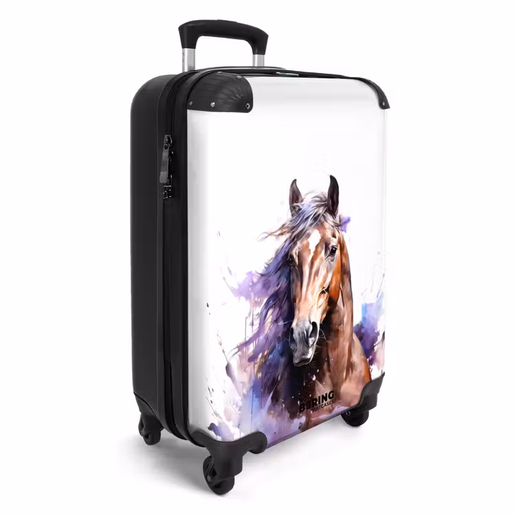 Koffer met naam - Aquarel paard met kleurrijke spatten — 2