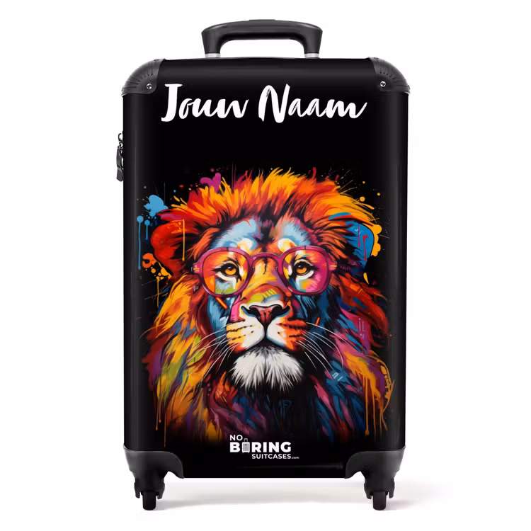 Koffer met naam - Kleurrijke Leeuw in Graffiti Stijl — 1