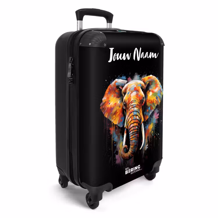 Koffer met naam - Olifant Versierd met Kleurrijke Spetters — 2