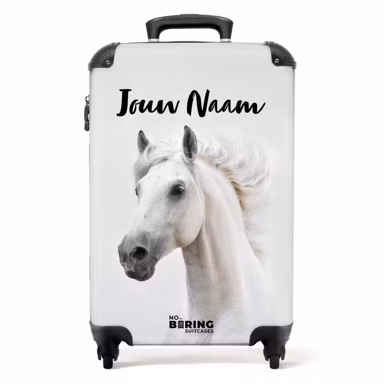 Koffer met naam - Wit paard met wapperende manen — 1