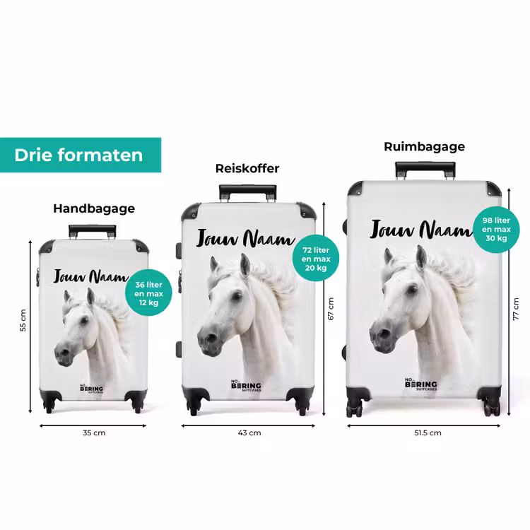 Koffer met naam - Wit paard met wapperende manen — 8