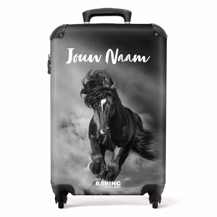 Koffer met naam - Zwart paard in galop — 1