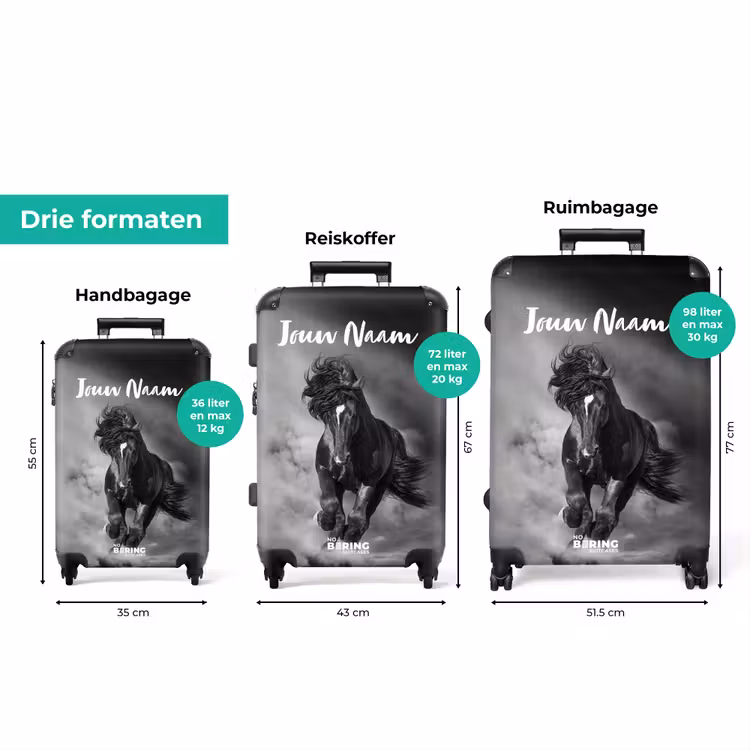 Koffer met naam - Zwart paard in galop — 8