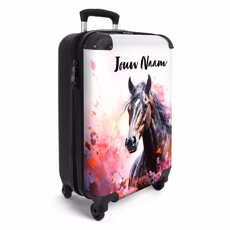 Koffer met naam - Aquarel paard in kleurexplosie — 2