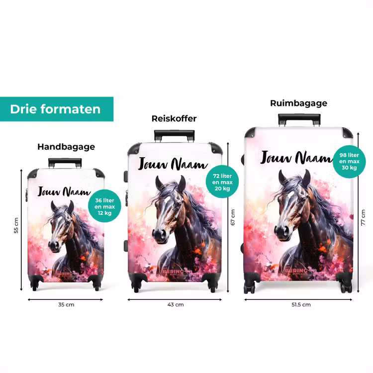 Koffer met naam - Aquarel paard in kleurexplosie — 8