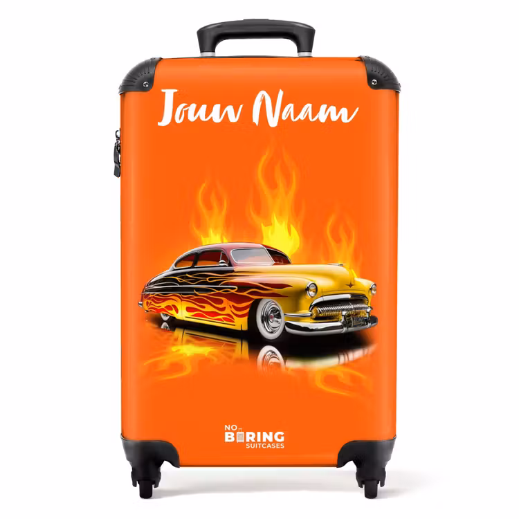Koffer met naam - Gele auto met gele vlammen — 1