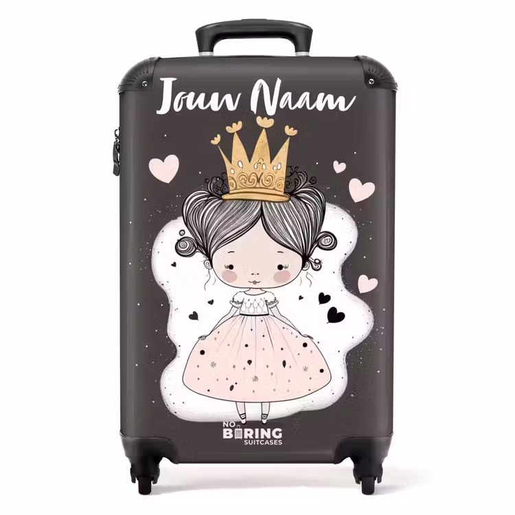 Koffer met naam - Kleine prinses op zwarte achtergrond — 1