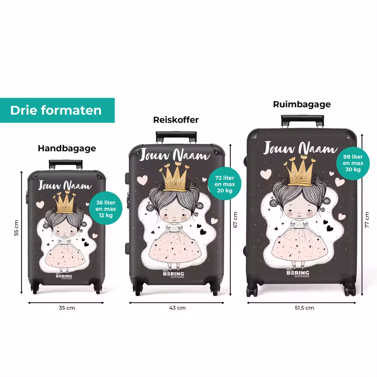 Koffer met naam - Kleine prinses op zwarte achtergrond — 8