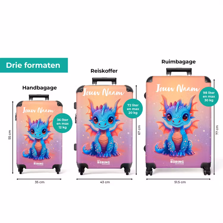 Koffer met naam - Schattige baby draak — 8