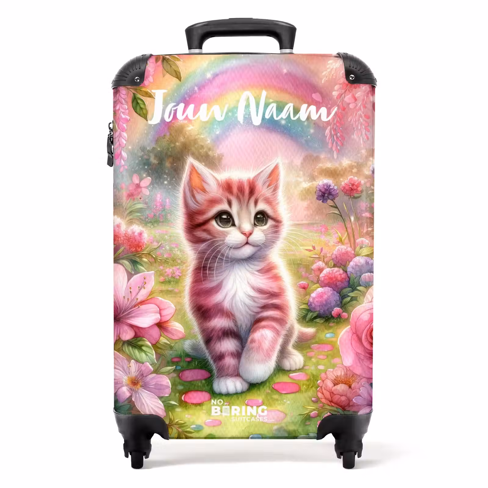 Koffer met naam - Roze regenboogkatje — 1