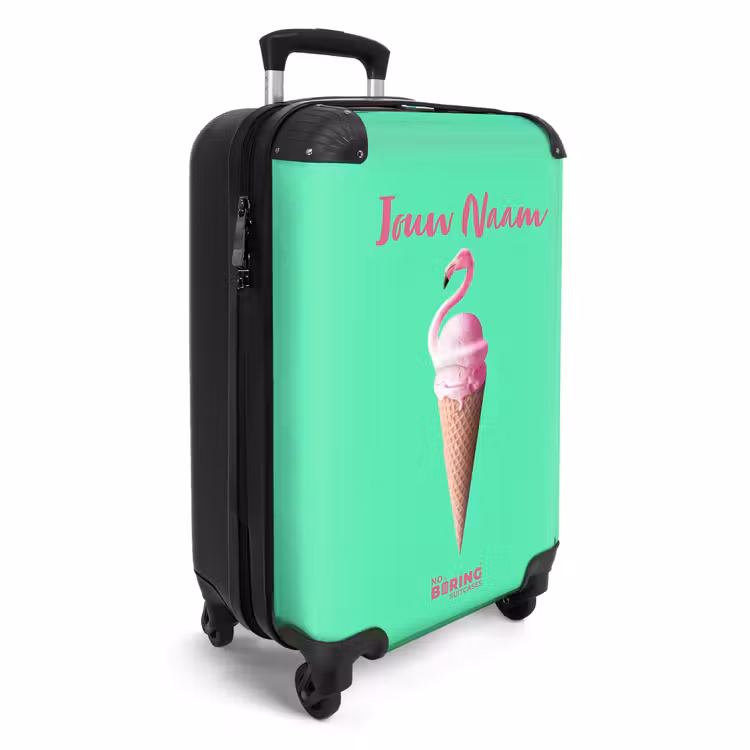 Koffer met naam - Flamingohoorntje — 2