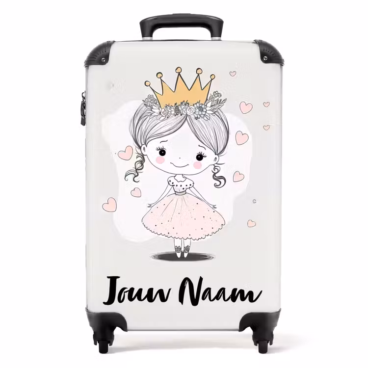 Koffer met naam - Prinses met kroon en roze hartjes — 1