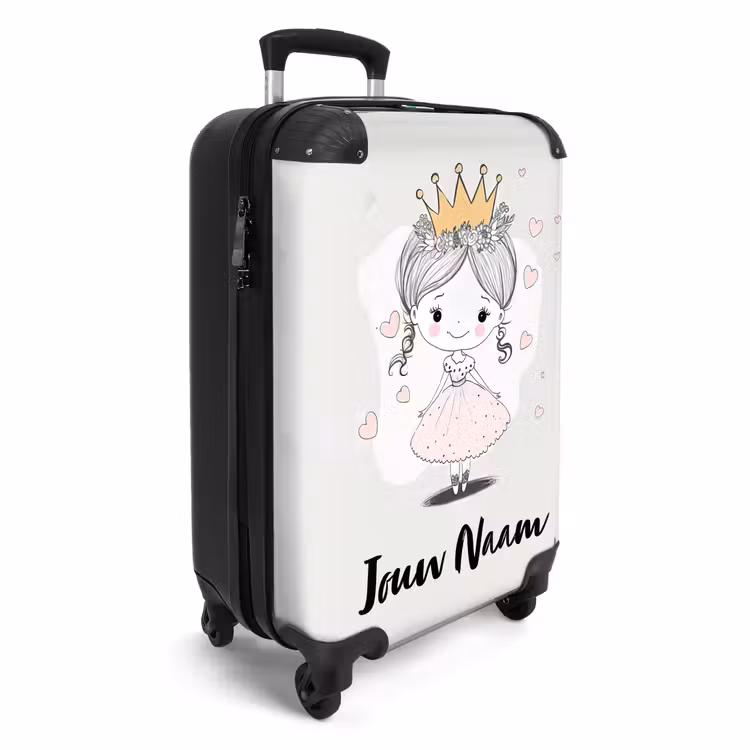 Koffer met naam - Prinses met kroon en roze hartjes — 2
