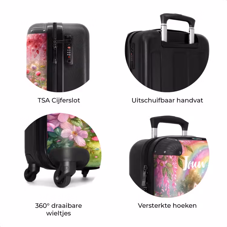 Koffer met naam - Roze regenboogkatje — 7