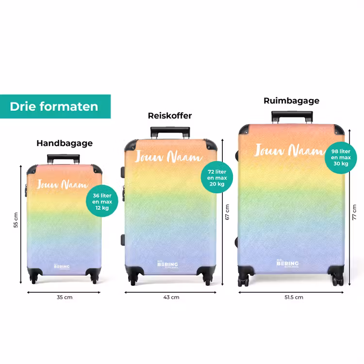 Koffer met naam - Pastel regenboog — 8