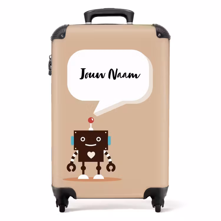 Koffer met naam - Talking robot beige — 1