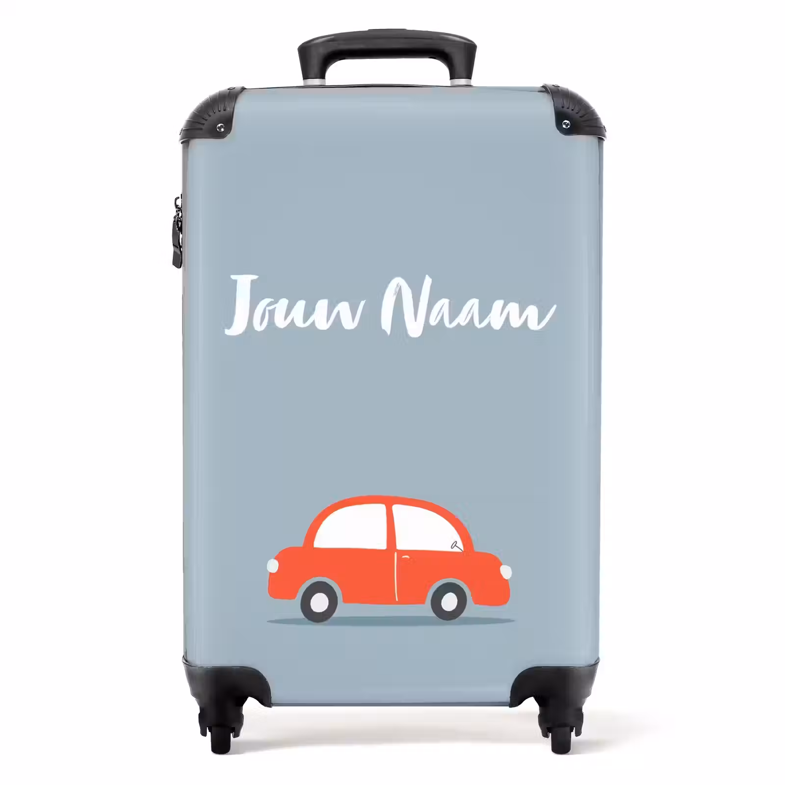 Koffer met naam - Rode auto blauwe achtergrond — 1