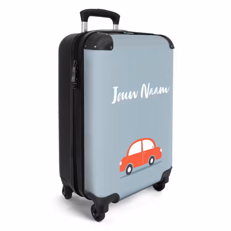 Koffer met naam - Rode auto blauwe achtergrond — 2
