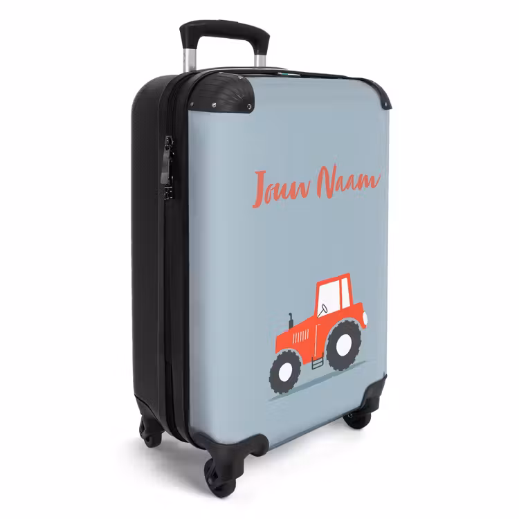 Koffer met naam - Rode trekker blauwe achtergrond — 2