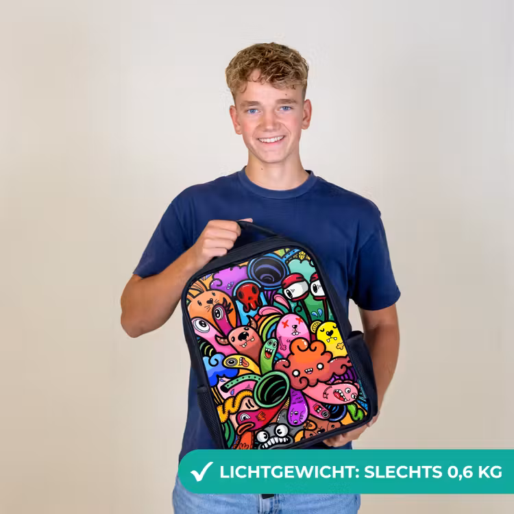 Kinderrugzak - Zwart - Vrolijke Monsterchaos — 2