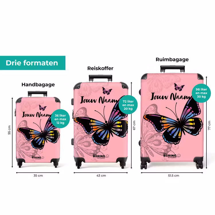 Koffer met naam - Bubblegum butterfly — 8